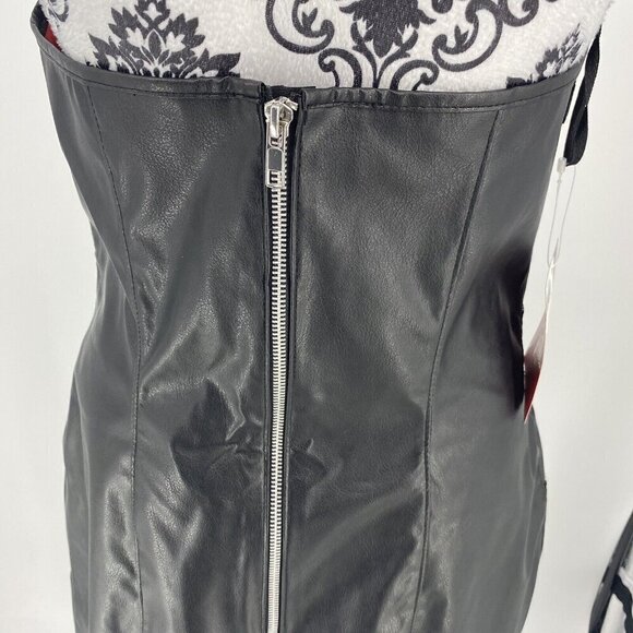 NWT Kitten By AllureBlack Faux Leather Zipper Embellished Mini Dress. Size Large - Picture 8 of 9